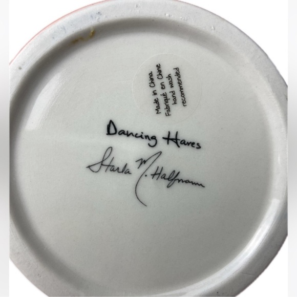 Gold handled Dancing Hares Artist Signed Coffee Mug - Picture 4 of 16